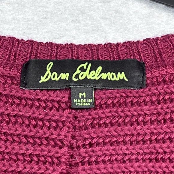 Sam Edelman Sweater Womens Size Medium Maroon V-Neck Knit Sweater - Picture 8 of 10